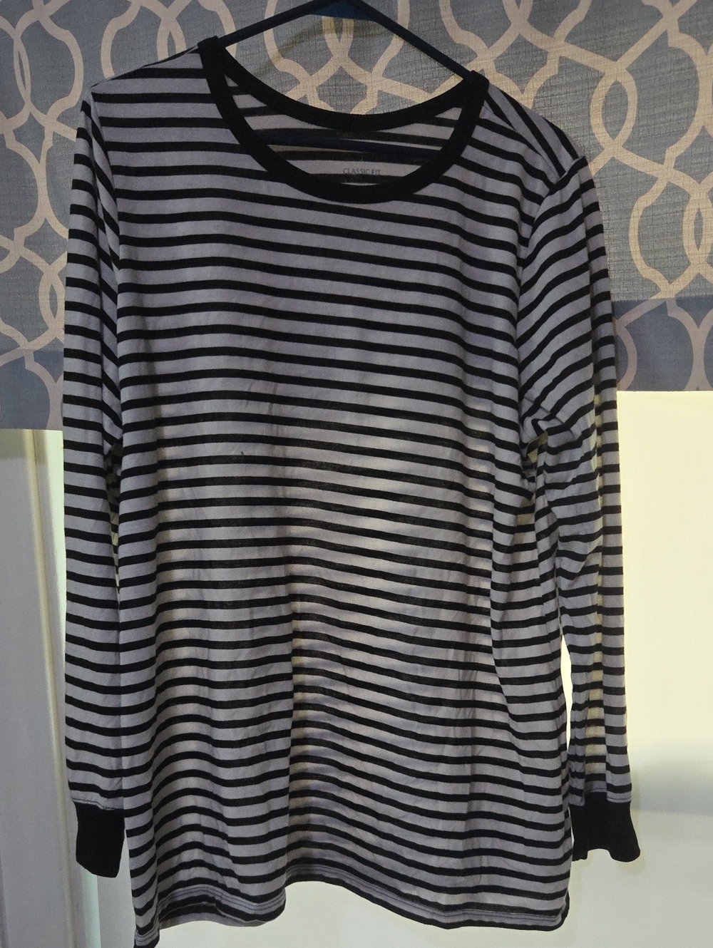 torrid Black and White Striped Crew Neck Long Sleeve Tee